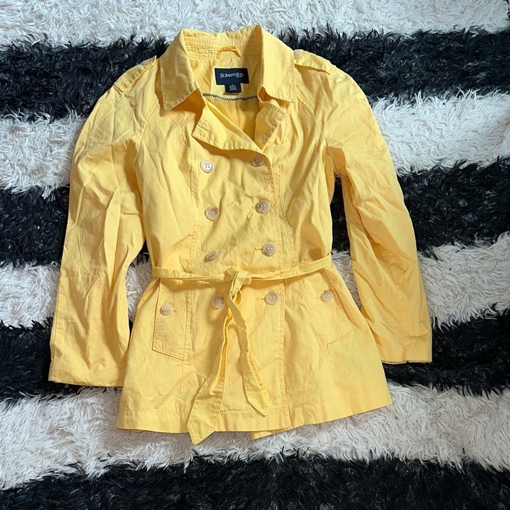 St. John's Bay Yellow Trench Style Belted Jacket, Medium
